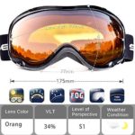 HUBO SPORTS Ski Goggles with UV Protection, OTG Skiing Snow Goggles of Dual Lens with Anti Fog for Men, Women (BBOrange)