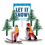 Cakesupplyshop Item#457u – Mini Skiers Miniature Winter Ice Skiing Cake Decoration Topper Toy Figurines