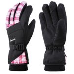KINEED Waterproof Women Winter Ski Snowboard Snow Riding Biking Driving Thinsulate Insulated Warm Gloves,Medium,Pink