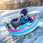 2 Pack Snow Tube, PARENTSWELL 35″ Inflatable Snow Sled Winter Toys with Heavy Duty Handles