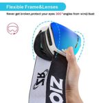 ZIONOR XMINI Kids Ski Snowboard Snow Goggles UV Protection Anti-Fog with Spherical Lens for Kids Boys Girls Youth (VLT 23% White Frame Grey Revo Blue Lens)