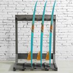 MyGift 4-Ft Vintage Gray Freestanding Vertical Surfboard Storage Rack- Holds up to 4 Boards