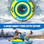 EPN 55” Heavy Duty Snow Tube with Premium Canvas Covers and Nylon Handles for Adults, Thickened Bottom Inflatable Snow Sled Sledding Toboggan Winter Outdoor Fun Toys