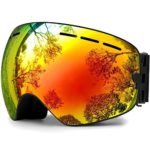Hongdak OTG Ski Goggles, Snowboard Goggles UV Protection, Snow Goggles Helmet Compatible, Frameless Outdoor Goggles, Over Glasses Ski Goggles for Boys Girls Men and Women, Anti-fog Lens
