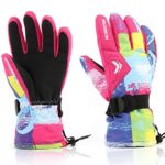 Ski Gloves,RunRRIn Winter Warmest Waterproof and Breathable Snow Gloves for Mens,Womens,ladies and Kids Skiing,Snowboarding(Rose Red-L)