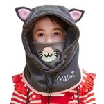 Azarxis Kids Balaclava Ski Mask Full Face Caps Hat Hood Fleece Windproof Winter Wear Gear for Boys Girls Children (Gray – Cat)