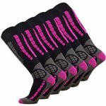 Pure Athlete Ski Socks – Best Lightweight Warm Skiing Socks (Black/Neon Pink – 6 Pack, L/XL)