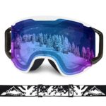 Extra Mile Ski Goggles, OTG Over Glasses Snow Sports Goggles Snowboard Snowmobile Skate Motorcycle Riding, Dustproof Scratch Resistant, Double Anti Fog UV400 Helmet Compatible Men Women Youth Unisex