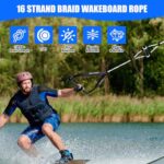 SETYPARY 75FT Wakeboard Rope and Handle, Floating Water Ski Rope for Watersports, 4 Sections Ski Ropes for Water Skiing, Kneeboarding, Wakeboarding (White & Black)