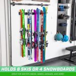 GoSports Wall Mounted Ski and Snowboard Storage Rack – Holds 8 Pairs of Skis or 4 Snowboards