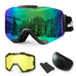 Extra Mile ?2019New? Ski Goggles, Anti-Fog UV Protection Winter Snow Sports Snowboard Goggles with Interchangeable Spherical Dual Lens for Men Women & Youth Snowmobile Skiing Skating