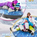 Toffos 57″ Snow Tube with Premium Nylon Cover, Heavy Duty Snow Sled for Kids and Adults with Thickened Bottom, Inflatable Cold Resistance Sledding Toboggan Winter Outdoor Skiing Fun Toys
