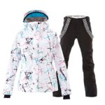 Women’s Ski Jackets and Pants Set Windproof Waterproof Snowsuit Black S