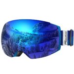 OutdoorMaster Ski Goggles PRO – Frameless, Interchangeable Lens 100% UV400 Protection Snow Goggles for Men & Women ( Blue Frame VLT 15% Grey Lens with Full REVO Blue and Free Protective Case )