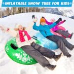 ZMLM Inflatable Snow Tube for Kids – Heavy Duty Sledding Tube for Toddler and Adult Thickened Family Outdoor Winter Sport Toys Activities Supplies Gift 3 Pack