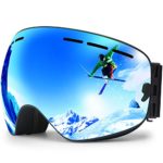 Ski Goggles?Winter Snow Sports Snowboard Goggles Full Mirror Coated Lens Spherical Lens UV Protection Anti-fog Detachable Strap,Golden