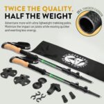 Hiker Hunger Carbon Fiber Trekking Poles | Collapsible Walking Sticks for Travel | Walking Poles for Women | Hiking Poles for Men | Hiking Sticks | Walking Stick – 3k Black & Green Cork