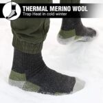 KEECOW 3 Pairs Merino Wool Hiking Socks For Men & Women, Thermal, Warm, Cushion, Socks For Skiing, Trekking, Outdoor, Sports, Work (Dark Grey/Green, Medium)