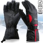 Waterproof Mens Ski Gloves, Breathable Windproof Warm Skiing Snowboard Gloves, Winter Cold Weather Thinsulate Glove (Red,L)