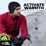 Tough Headwear Thermal Helmet Liner Skull Caps for Men – Winter Running Beanie, Helmet Cap & Cycling Caps for Running, Skiing, Winter Sports Black