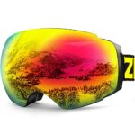 Zionor X4 Ski Snowboard Snow Goggles Magnet Dual Layers Lens Spherical Design Anti-Fog UV Protection Anti-Slip Strap for Men Women