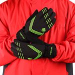 HTZPLOO Winter Gloves for Men Waterproof&Windproof with Shock-Absorbing Pad Anti-Slip Insulated Warm Gloves for Cycling Running Hiking Skiing (Green-Full Finger, Large)