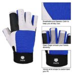 FitsT4 Sailing Gloves 3/4 Finger and Grip Great for Sailing, Yachting, Paddling, Kayaking, Fishing, Dinghying Water Sports for Men and Women Blue M