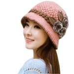 Hat Clearance ? Fashion Women Winter Warm Crochet Knitted Flowers Decorated Ears (Pink)