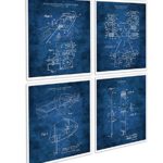 Water Ski Decor Set of 4 Unframed Blueprint Art Prints of Water Skiing Equipment Invention Drawings Patents_WaterSki_Blue4A