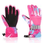 Ski Gloves, Yidomto Waterproof Warmest Winter Snow Gloves for Mens, Womens, Boys, Girls, Kids (Pink-L)