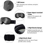 Flantor Snow Ski Goggles, Snowboard Goggles for Outdoor Helmet Compatible Snow Goggles,Outdoor Sports Tactical Glasses with Non-Slip Strap for Men and Women – 100% UV Protection (Black)