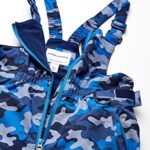 Amazon Essentials Boys’ Water-Resistant Snow Bib, Blue Camo, Large