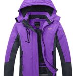 Wantdo Women’s Mountain Waterproof Fleece Ski Jacket Windproof Rain Jacket, XX-Large, Purple