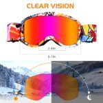 Micnaron Kids Ski Goggles, Snowboard Goggles for Boys Girls Youth, OTG Anti-fog Ski Goggles with Non-Slip Strap (Orange)