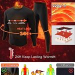CL convallaria Long Johns Thermal Underwear for Men Soft Fleece Top and Bottom Set Base Layer Men Cold Weather Black