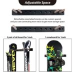 Ski Wall Rack Snowboard Wall Mount Storage Rack Holds 5 Pairs of Skis & Skiing Poles or Snowboard, for Home and Garage,2 Set