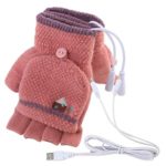Jinjin Both Men and Women Heating Electric Heating Gloves Charging Gloves USB Heated Mitten Full Half Finger Winter Warm Knit Hand Gloves (B)