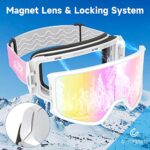 Findway Ski Goggles, OTG – Over Glasses Snow Goggles, Interchangeable Lens Snowboard Goggles for Adult Men, Women & Youth