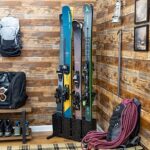 StoreYourBoard Ski Storage Rack, 4 Pair Freestanding Skis Floor Mount, Wide Skis